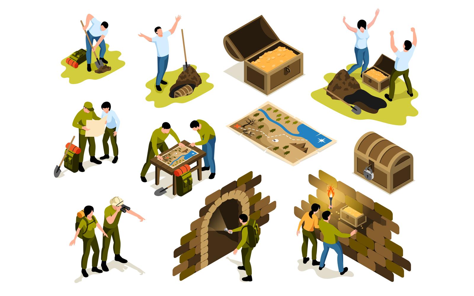 Isometric Treasure Hunt Set 201210508 Vector Illustration Concept