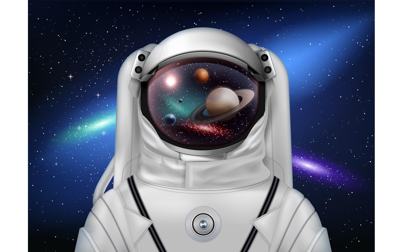 Astronaut Space Helmet Realistic Composition 2 210121121 Vector Illustration Concept