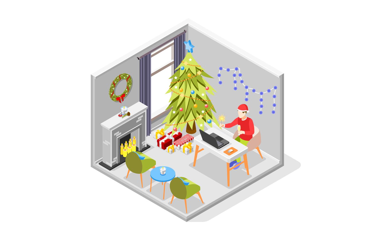 Remote Quarantine Party Isometric Composition 201230114 Vector Illustration Concept