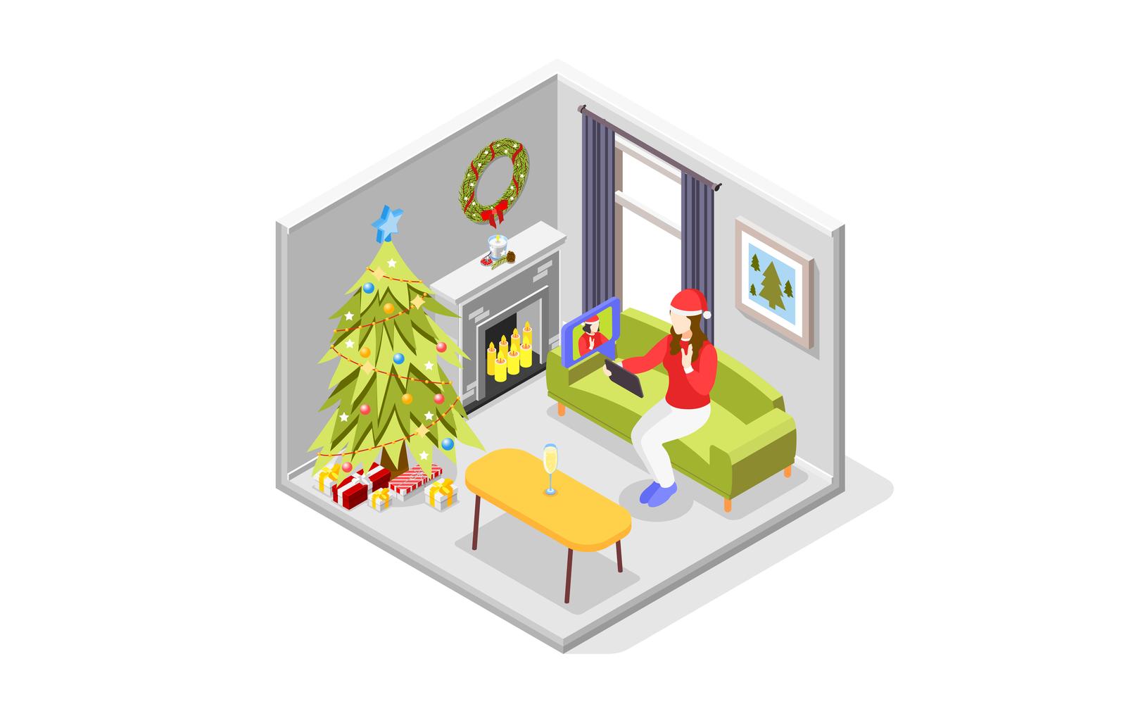 Remote Quarantine Party Isometric Composition 201230112 Vector Illustration Concept