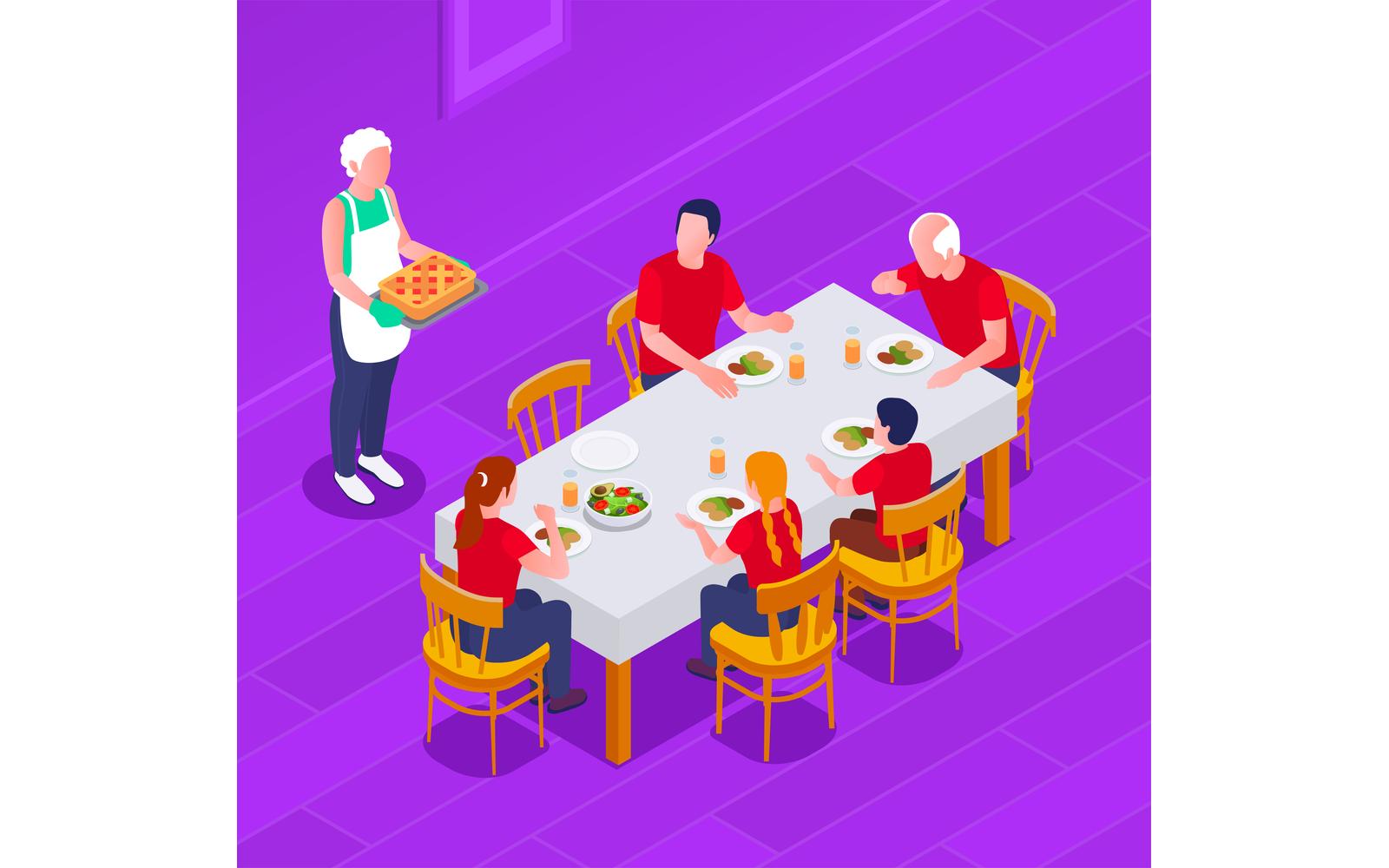 Grandfather And Grandmother With Grandchildren Isometric 210120113 Vector Illustration Concept
