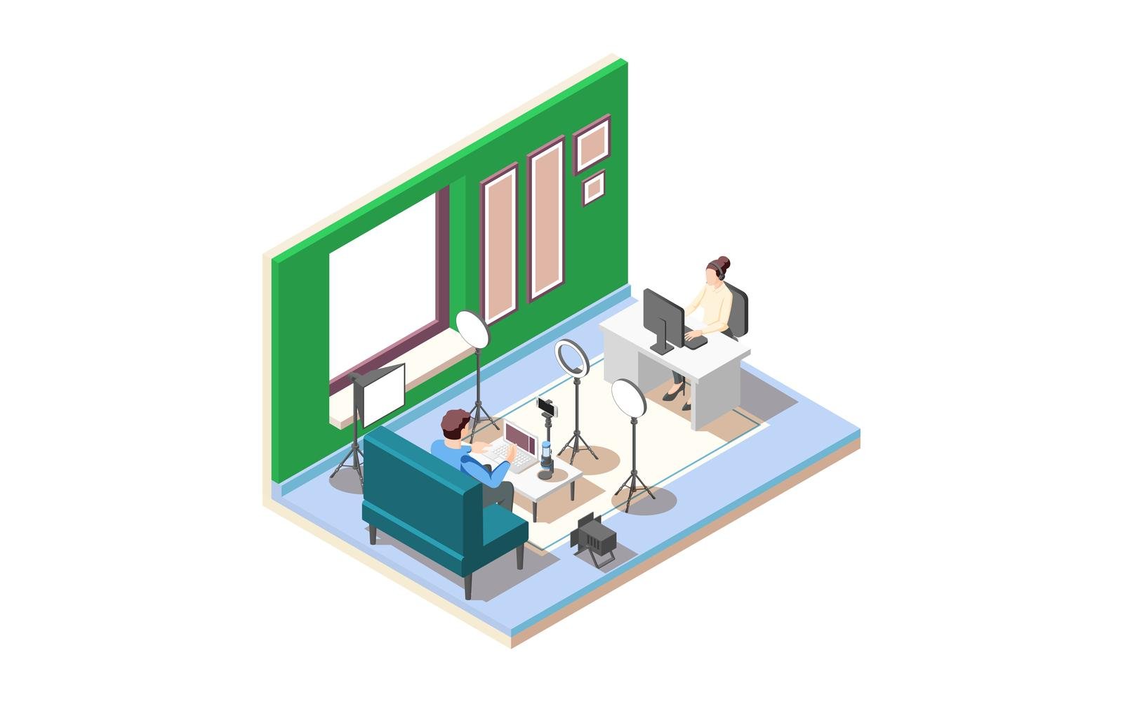 Vlog Vlogging Equipment Isometric Composition 3 201260723 Vector Illustration Concept