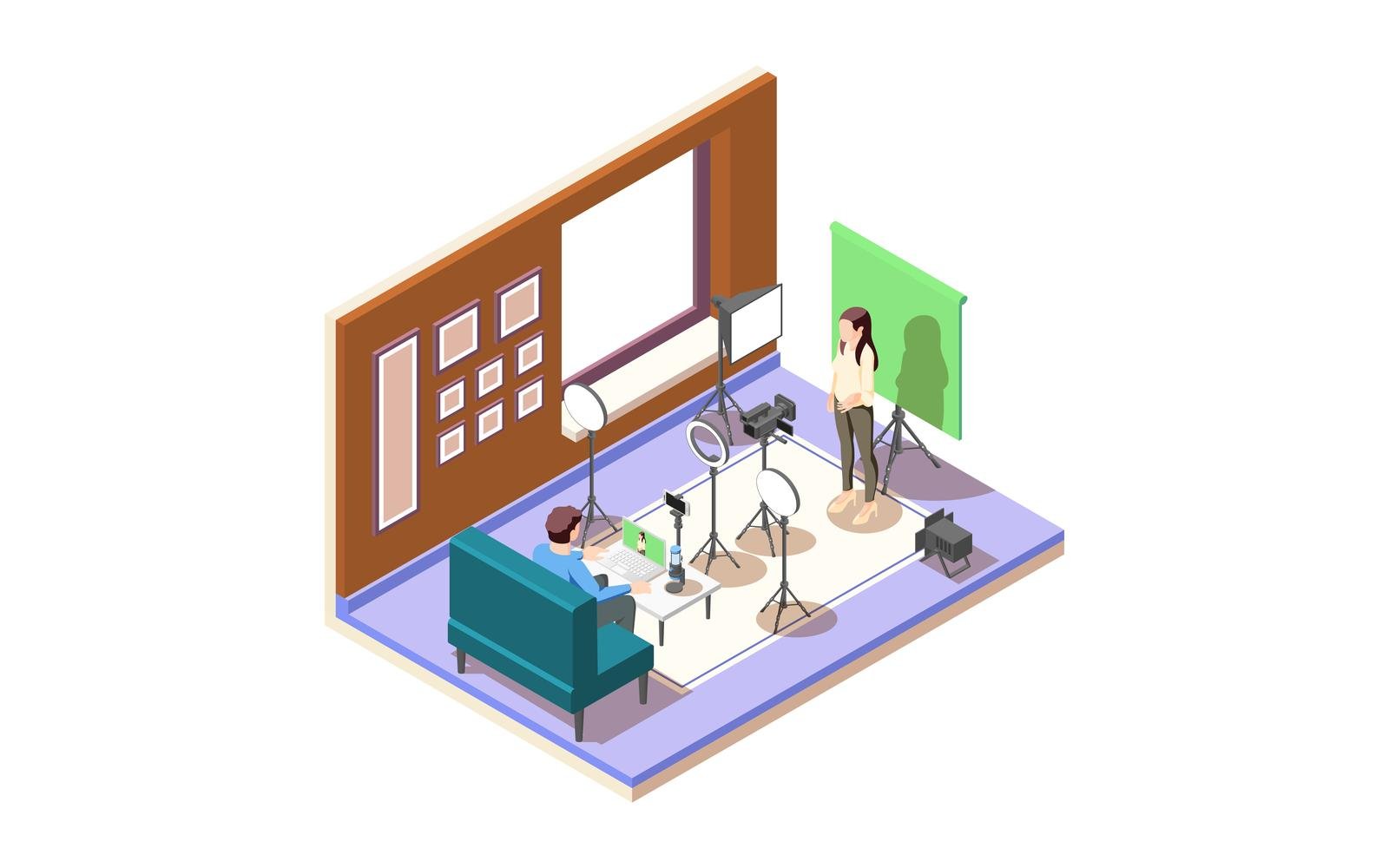 Vlog Vlogging Equipment Isometric Composition 2 201260722 Vector Illustration Concept