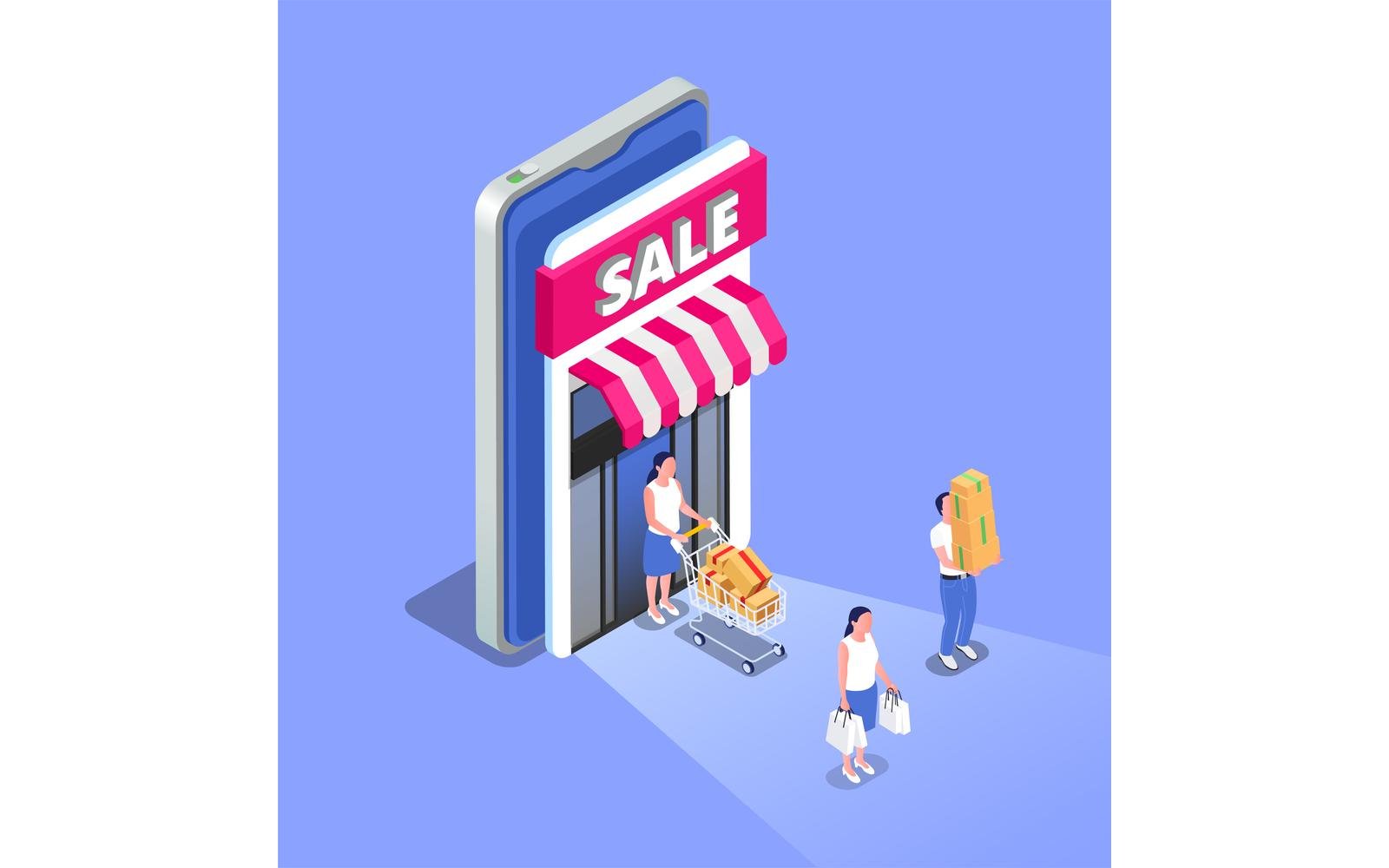 Online Sale Outlet Isometric 201220106 Vector Illustration Concept