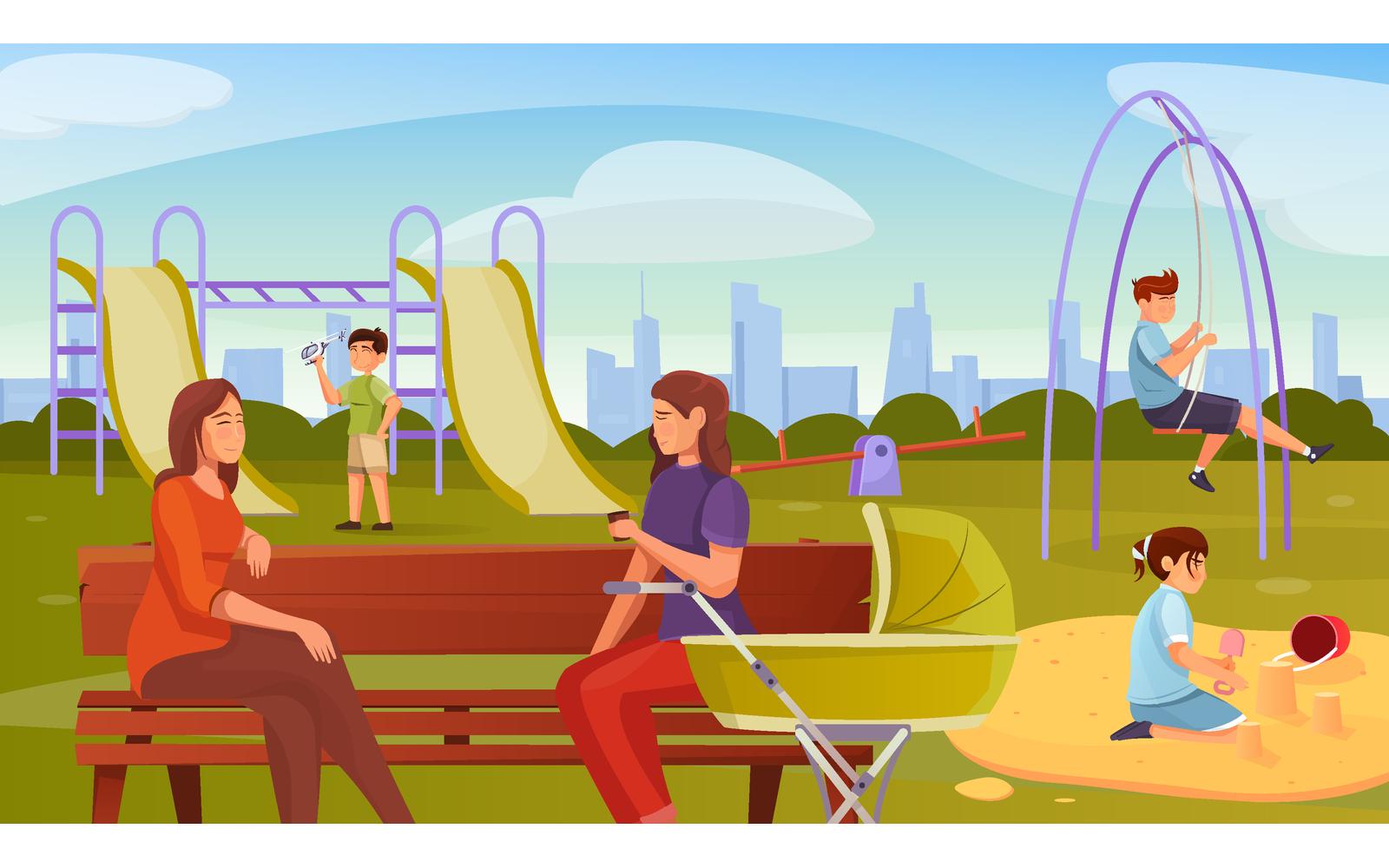 Mothers Playground Flat 210151113 Vector Illustration Concept