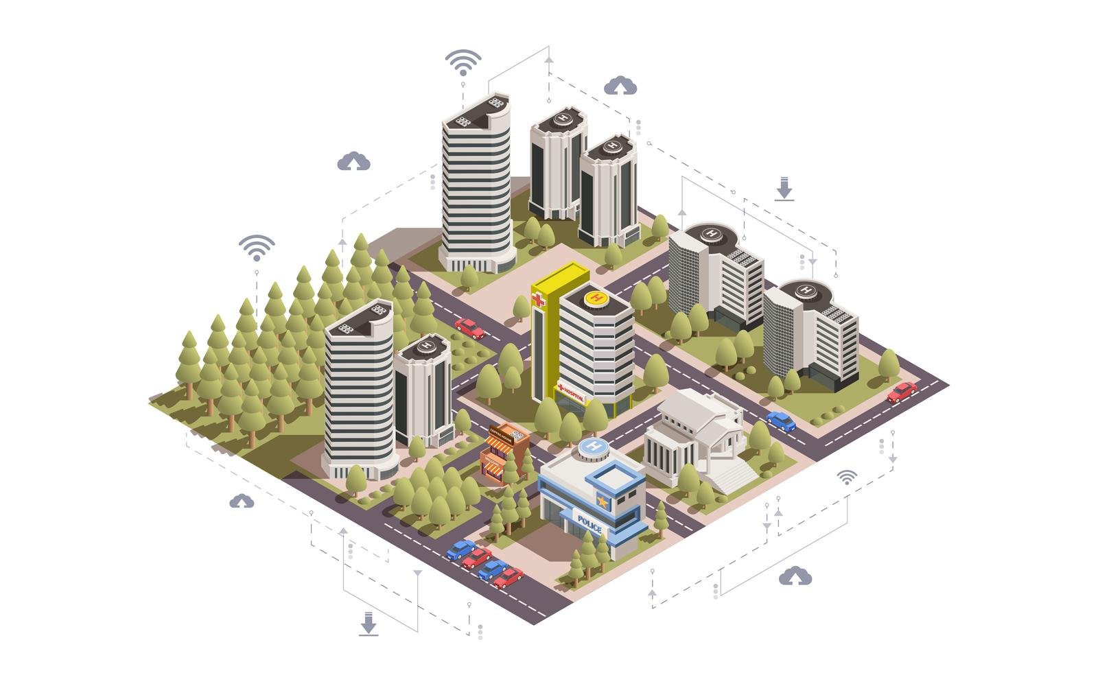 Modern Smart City Isometric 201260744 Vector Illustration Concept