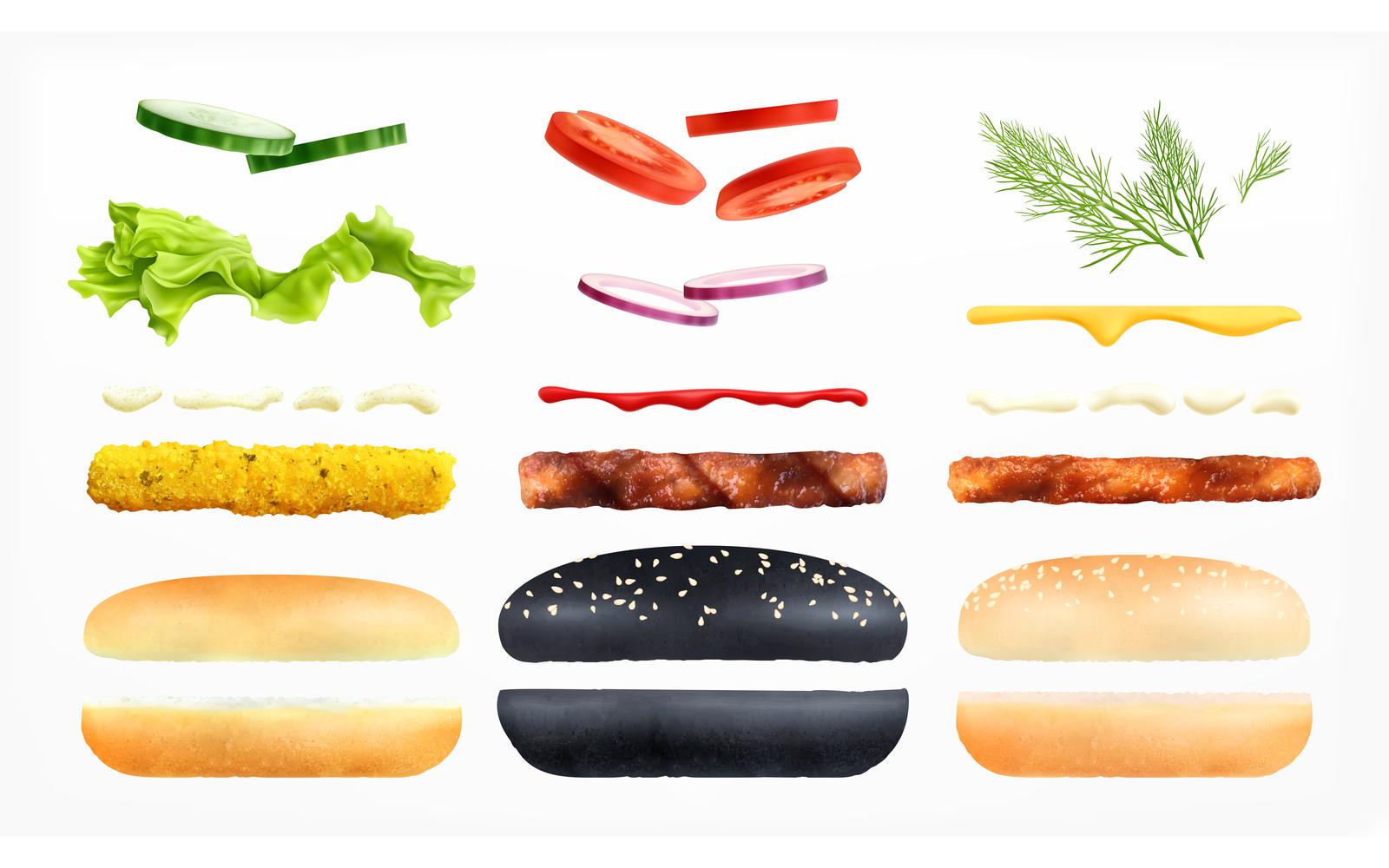 Burger Constructor Realistic Set 201230912 Vector Illustration Concept