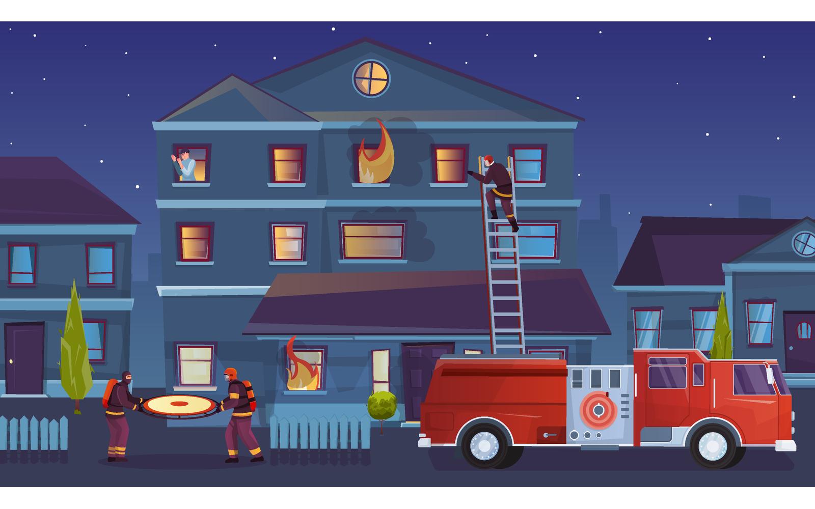 Firefighters House Flat 210151105 Vector Illustration Concept