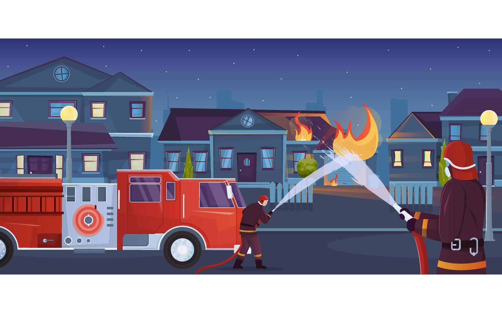 Firefighters City Flat 210151102 Vector Illustration Concept