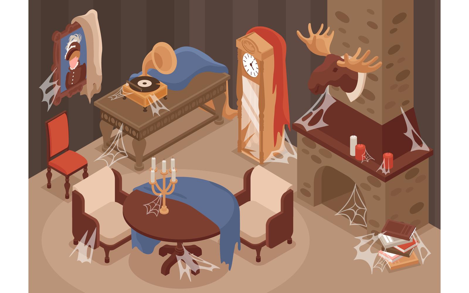 Isometric Old Room Interior Illustration 201212117 Vector Illustration Concept