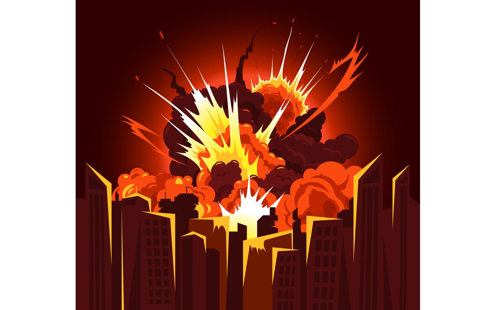 Explosion Fire Bang Atomic Bomb City 201251811 Vector Illustration Concept