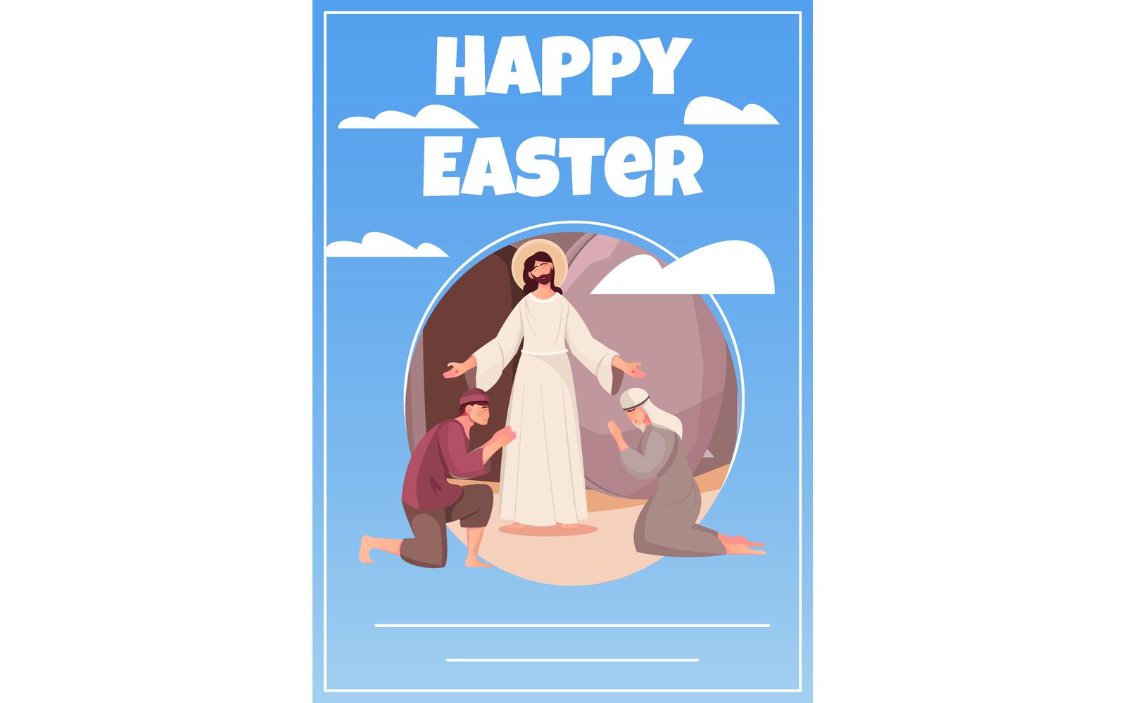 Jesus Easter Card Flat 201251144 Vector Illustration Concept