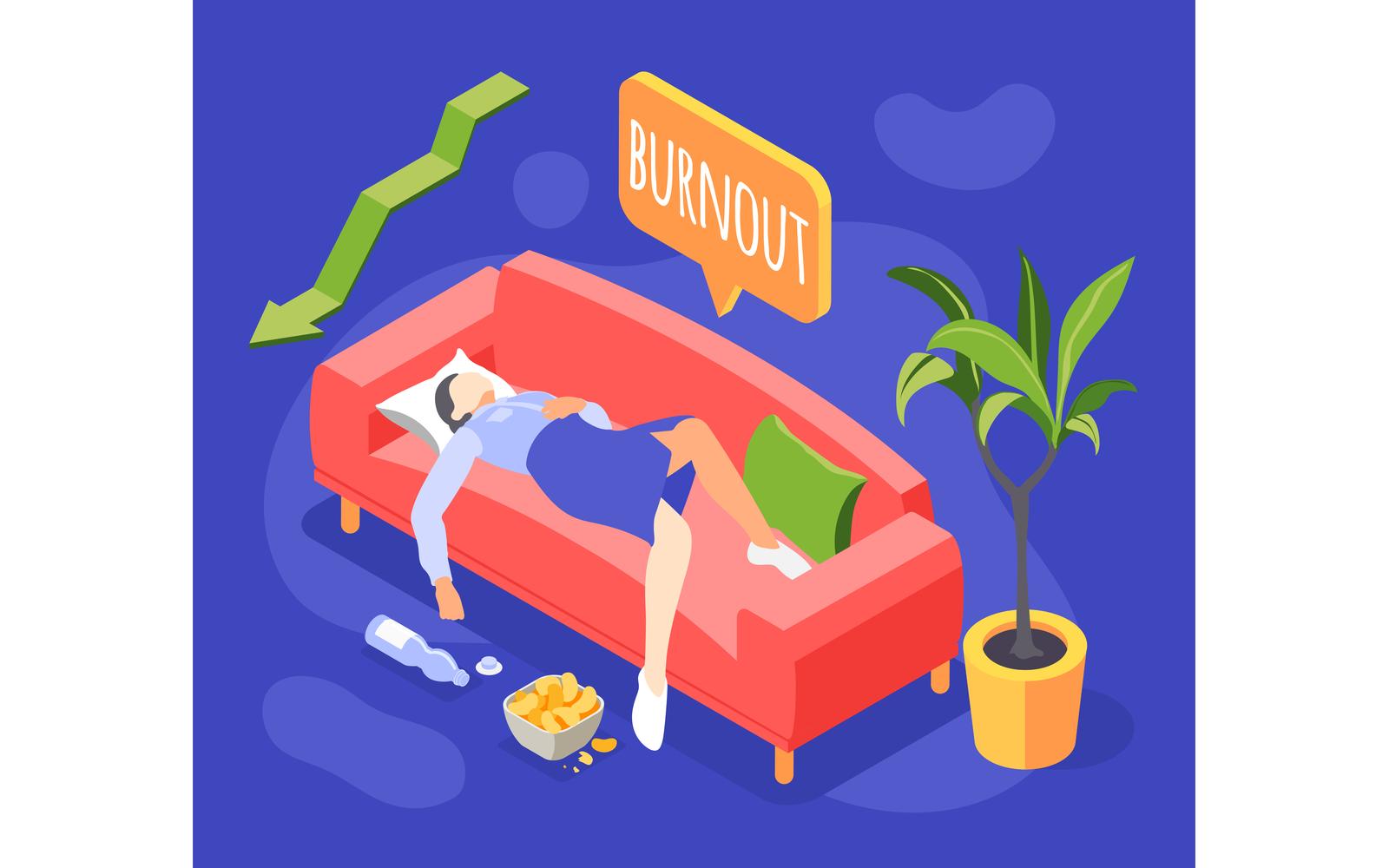 Burn-Out Syndrome Isometric Icons Background 201030116 Vector Illustration Concept