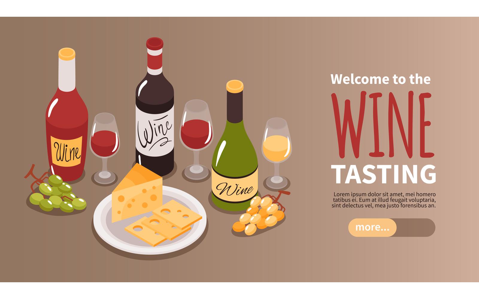 Isometric Wine Tasting Horizontal Banner 210112121 Vector Illustration Concept