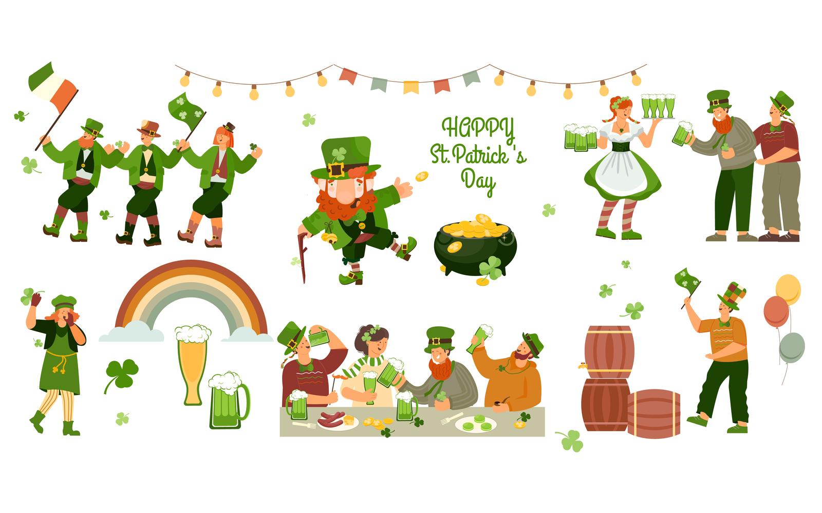 Patrick Day Set Flat 210160201 Vector Illustration Concept