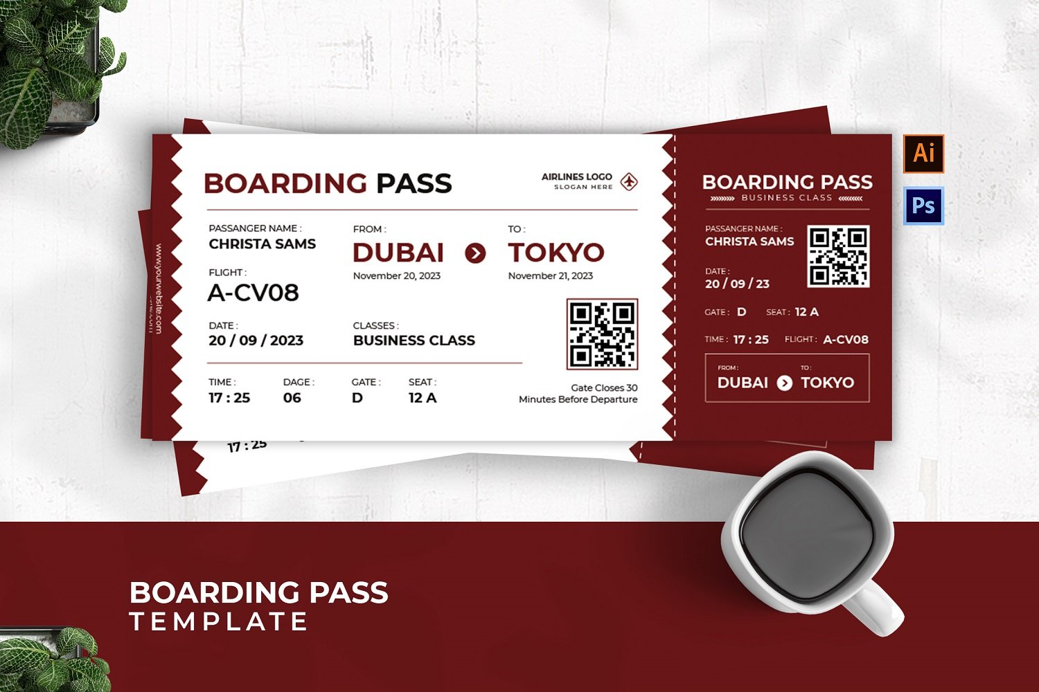 Arrival Flight Boarding Pass