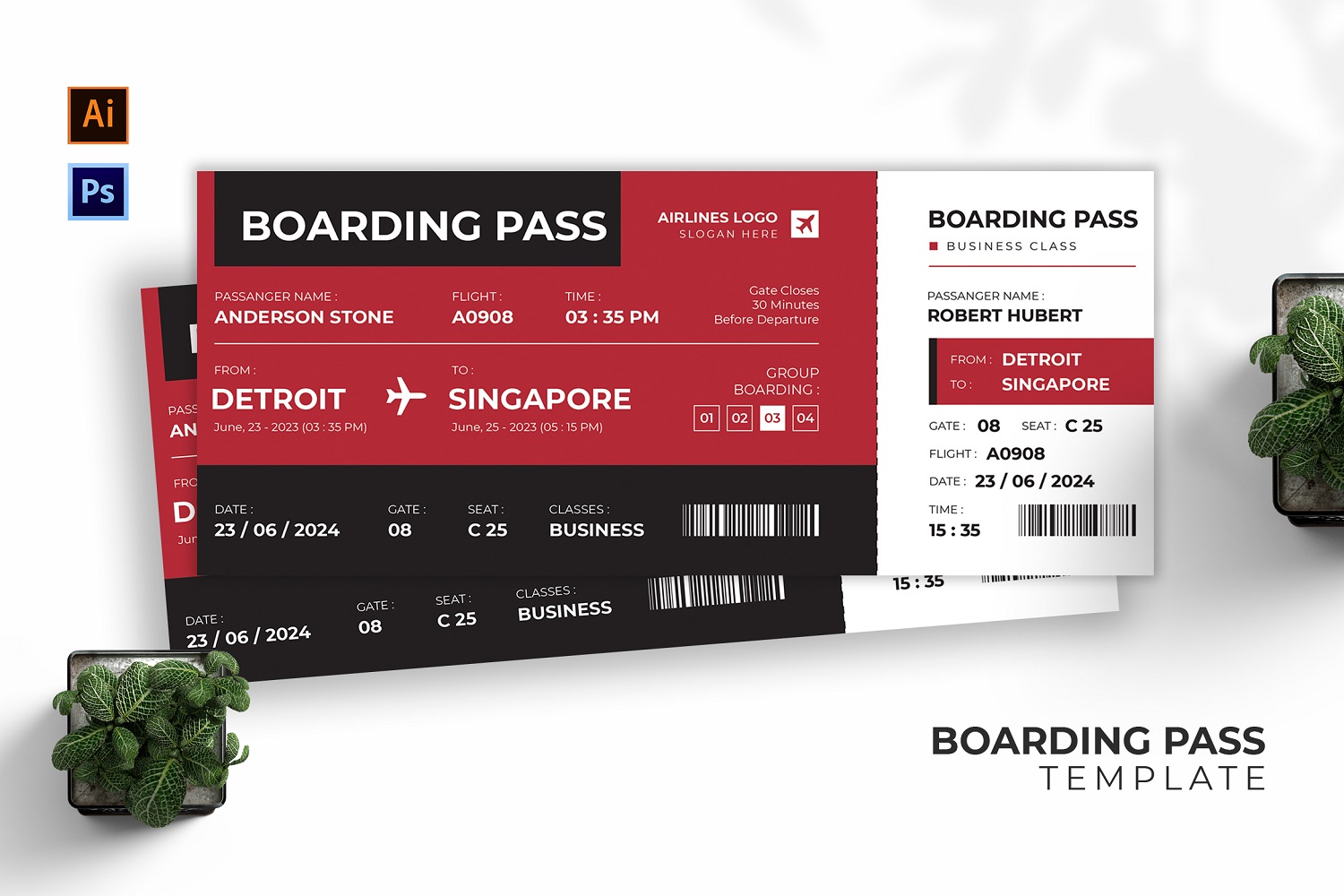 Commercial Airplane Boarding Pass