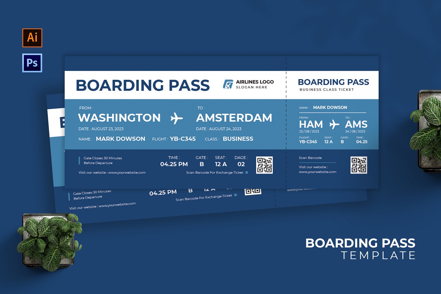 Modern Flight Pass Boarding Pass