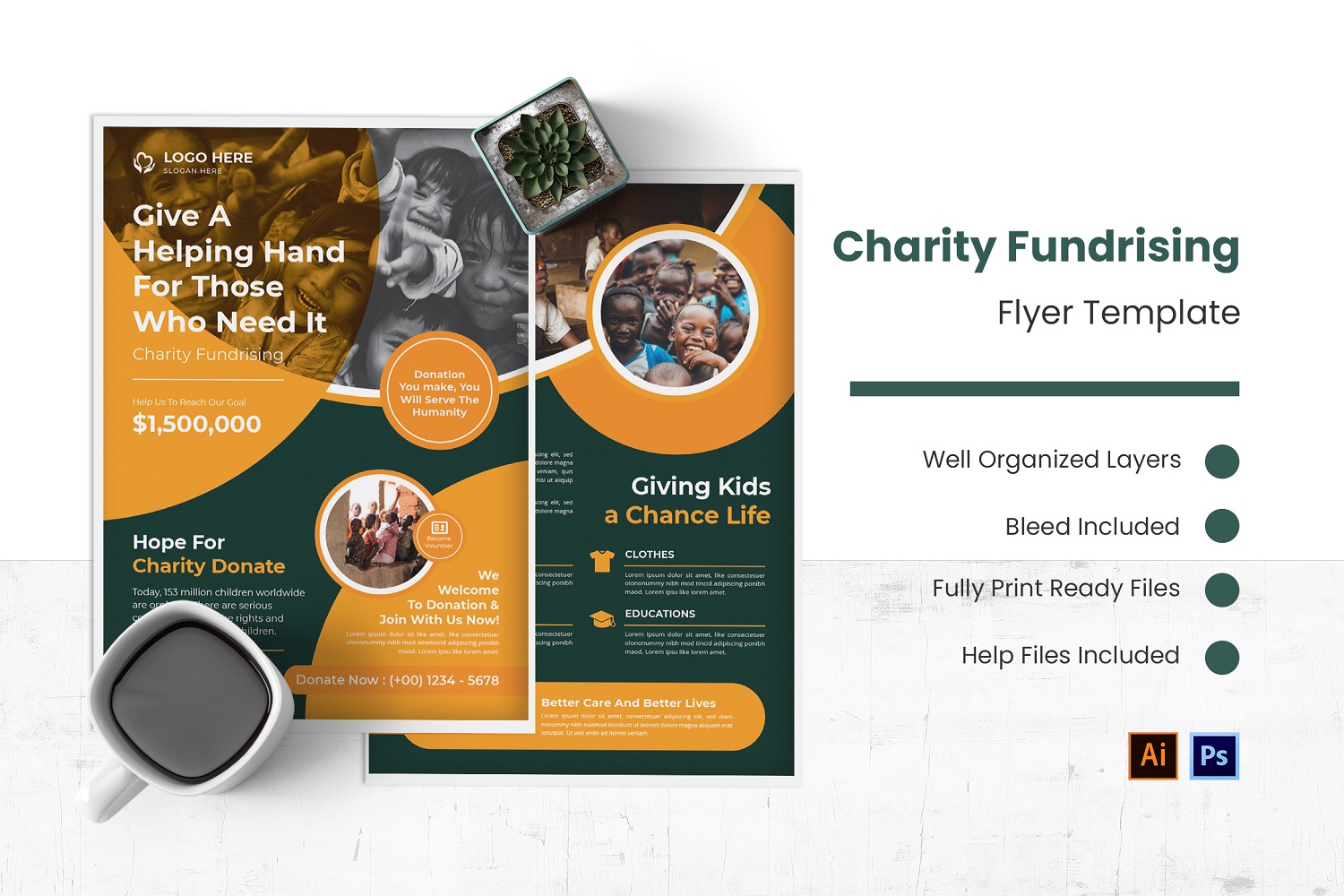 Charity Fundrising Flyer Template