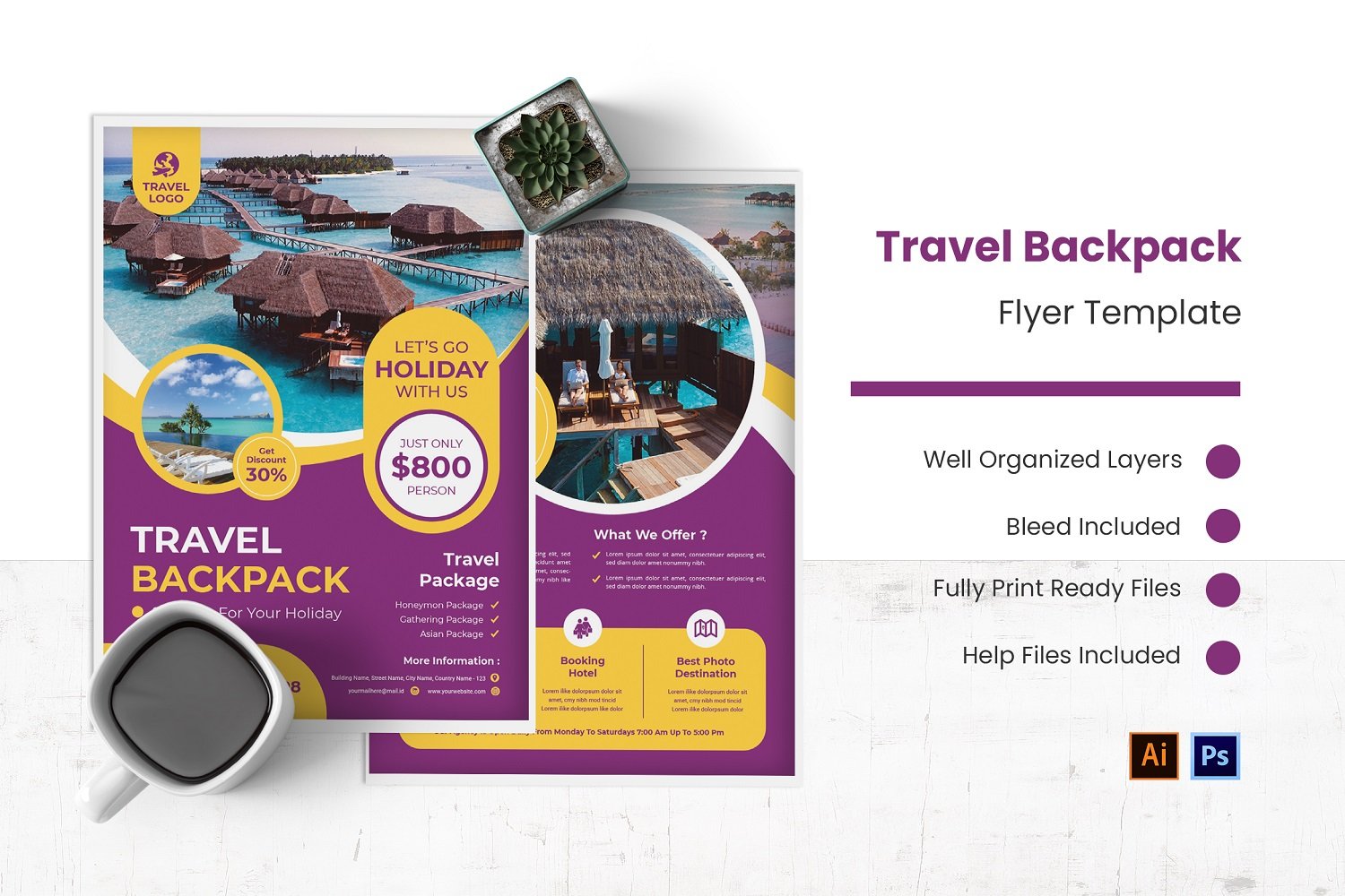 Travel Backpack Flyer Template