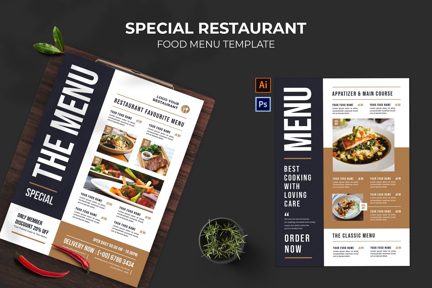 Special Black Restaurant Food Menu