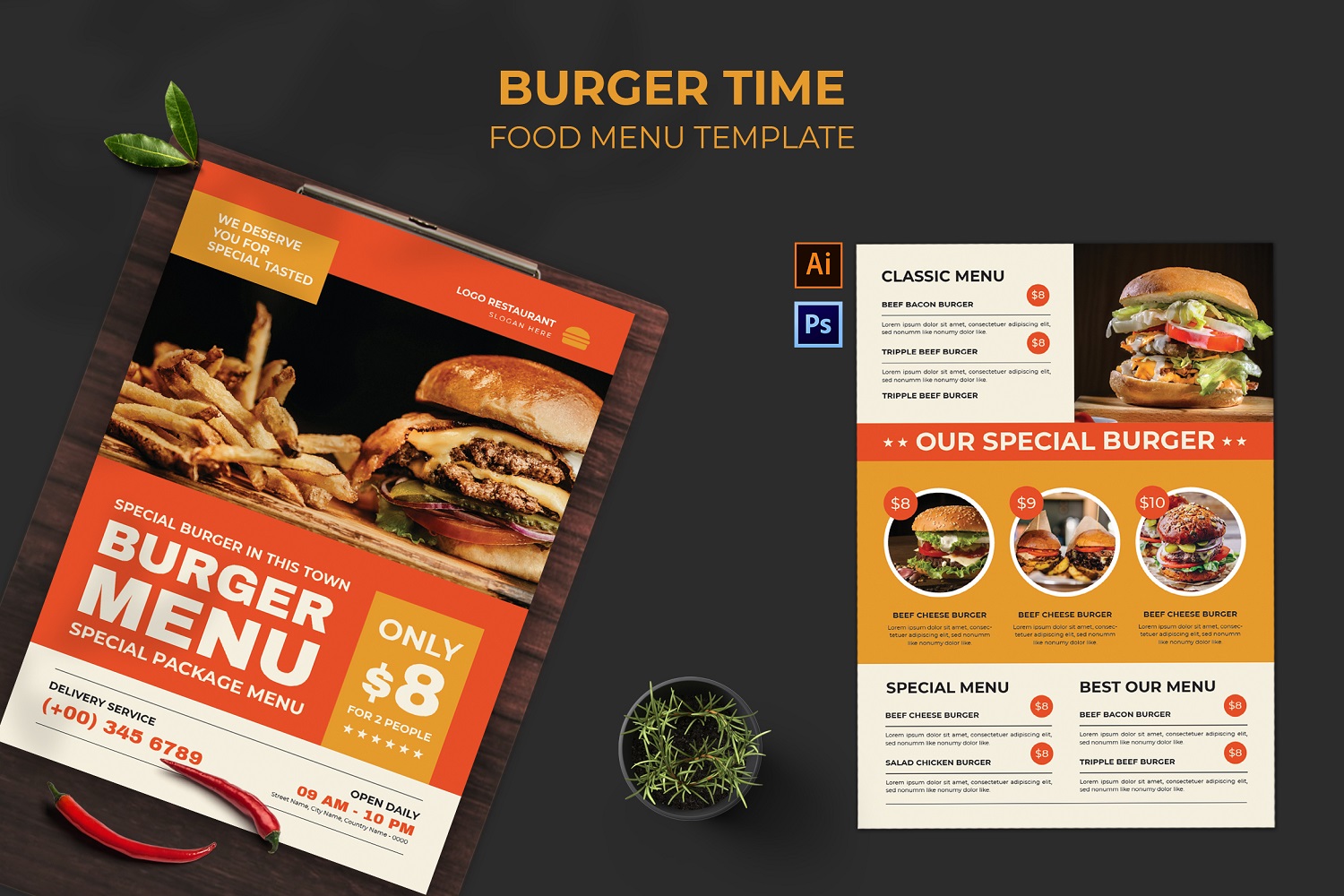 Classic Burger Time Food Menu