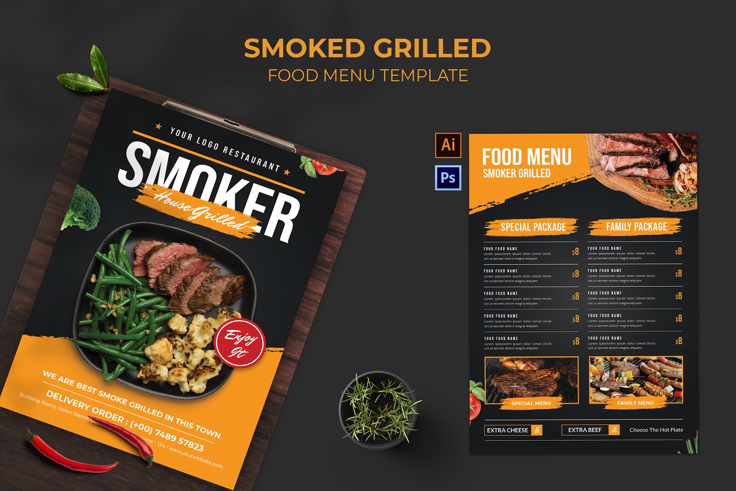 Smoked Grilled Food Menu Template