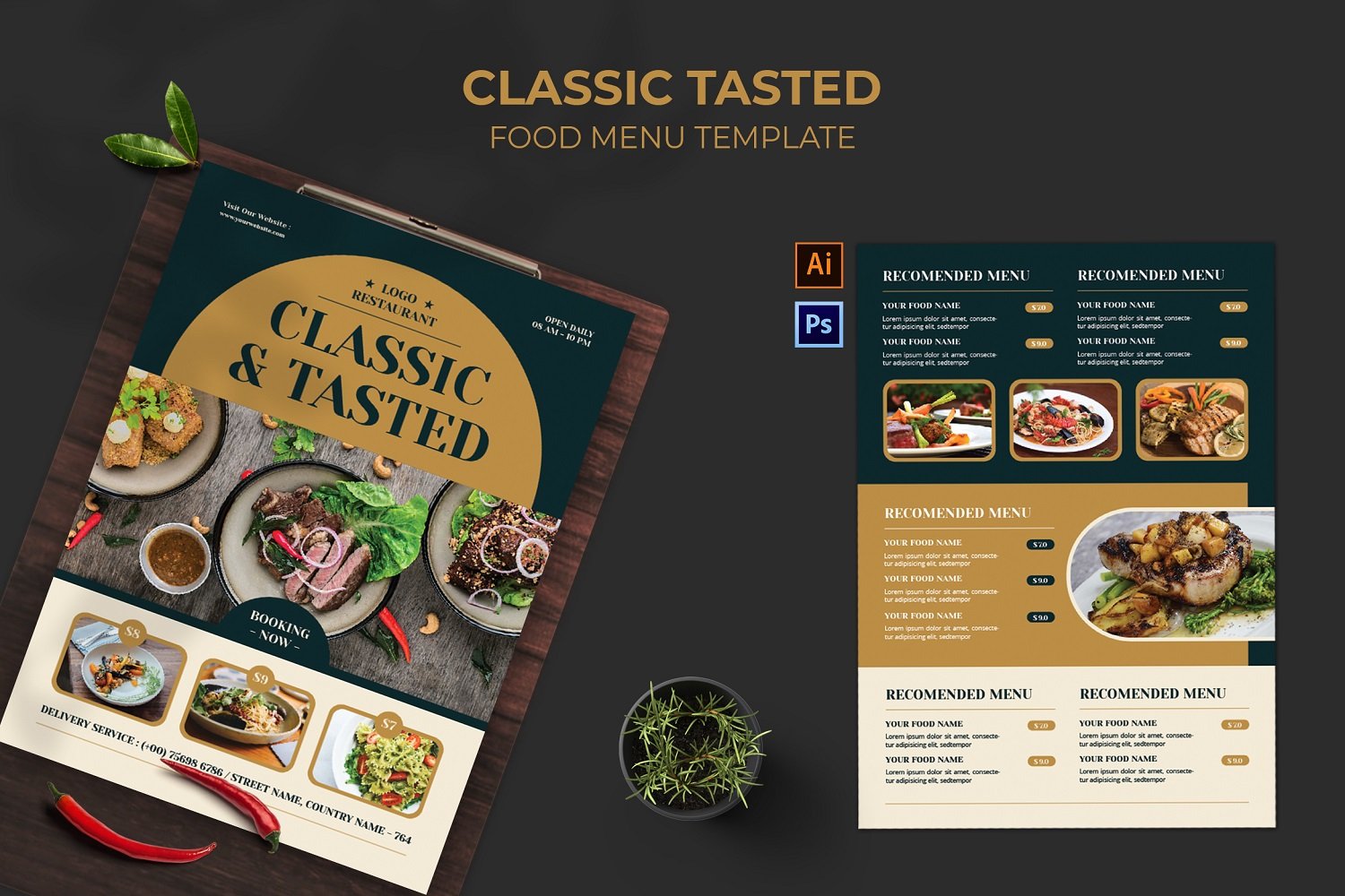 Classic Tasted Food Menu Template