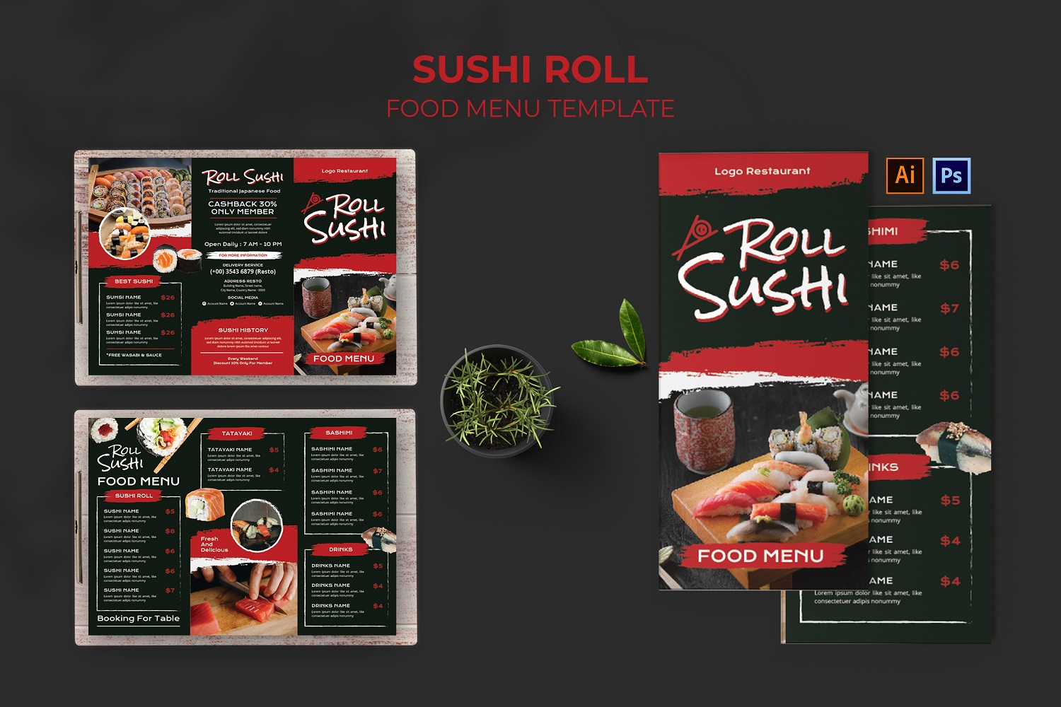 Sushi Roll Food Menu Template