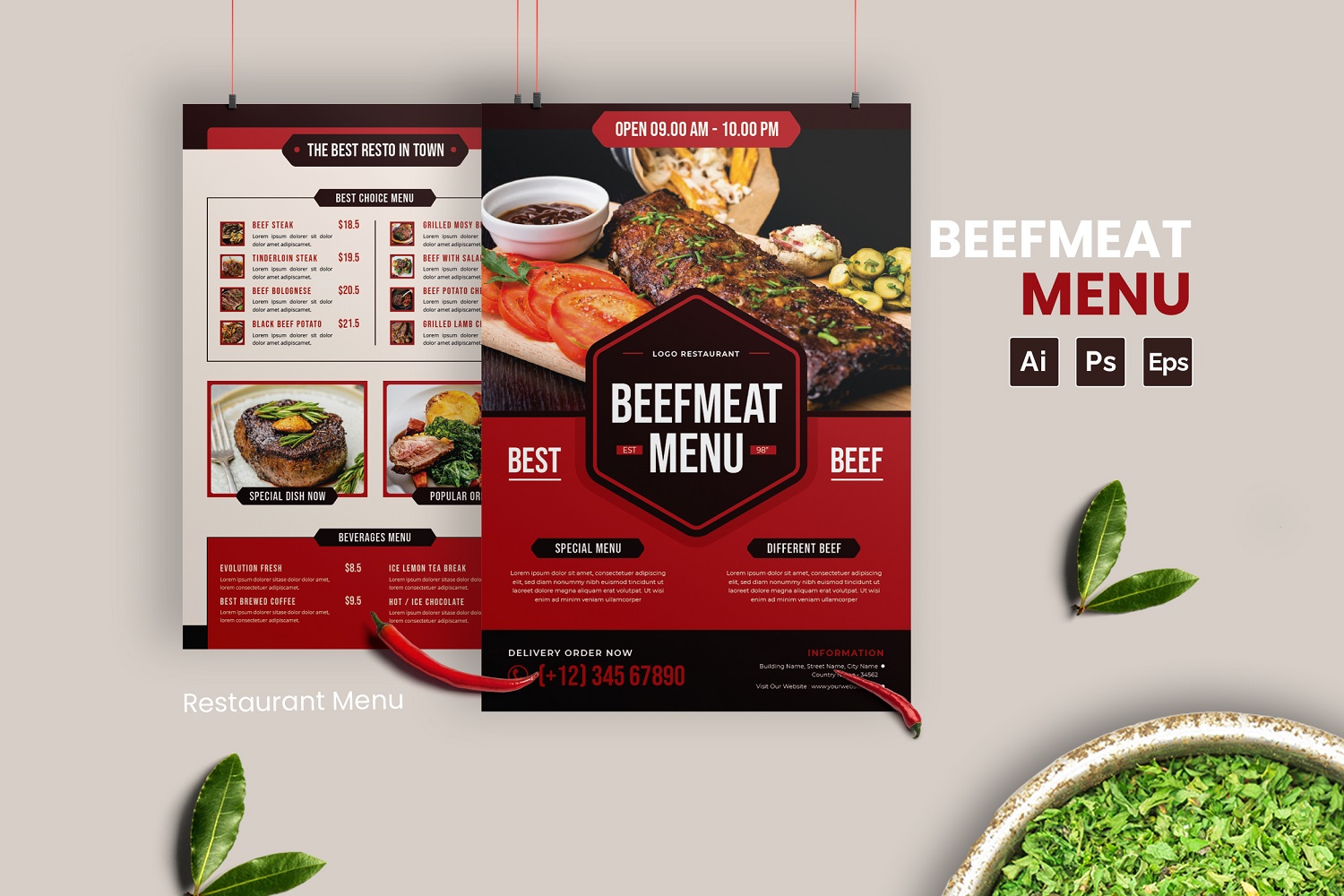 Beef Meat Menu Food Menu Template