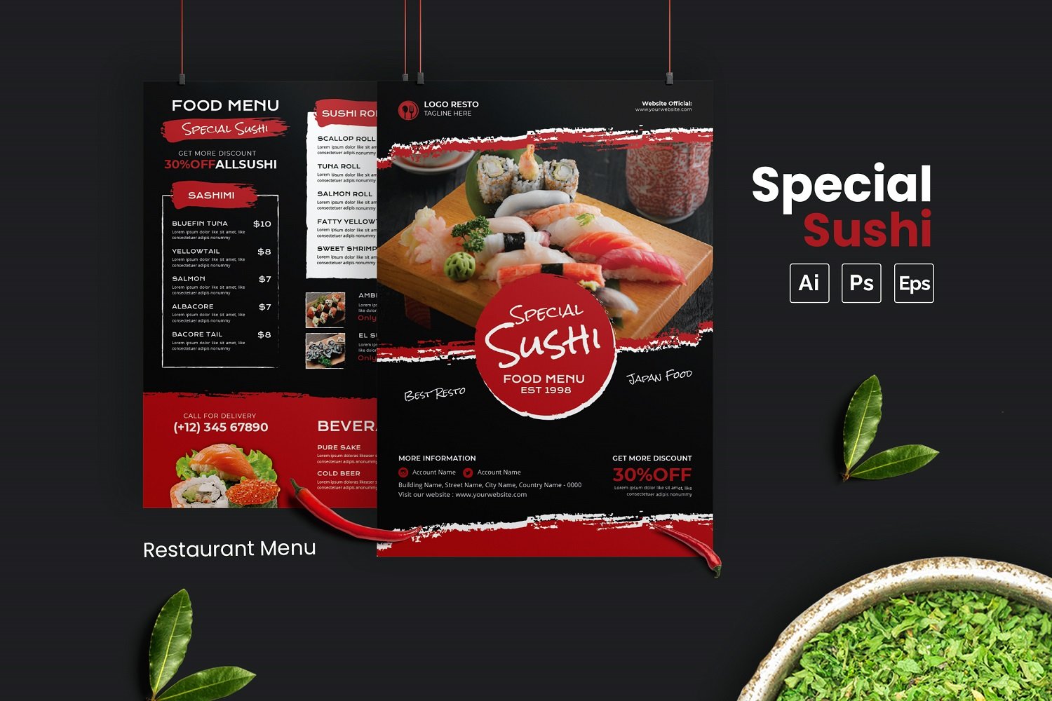 Special Sushi Food Menu Template