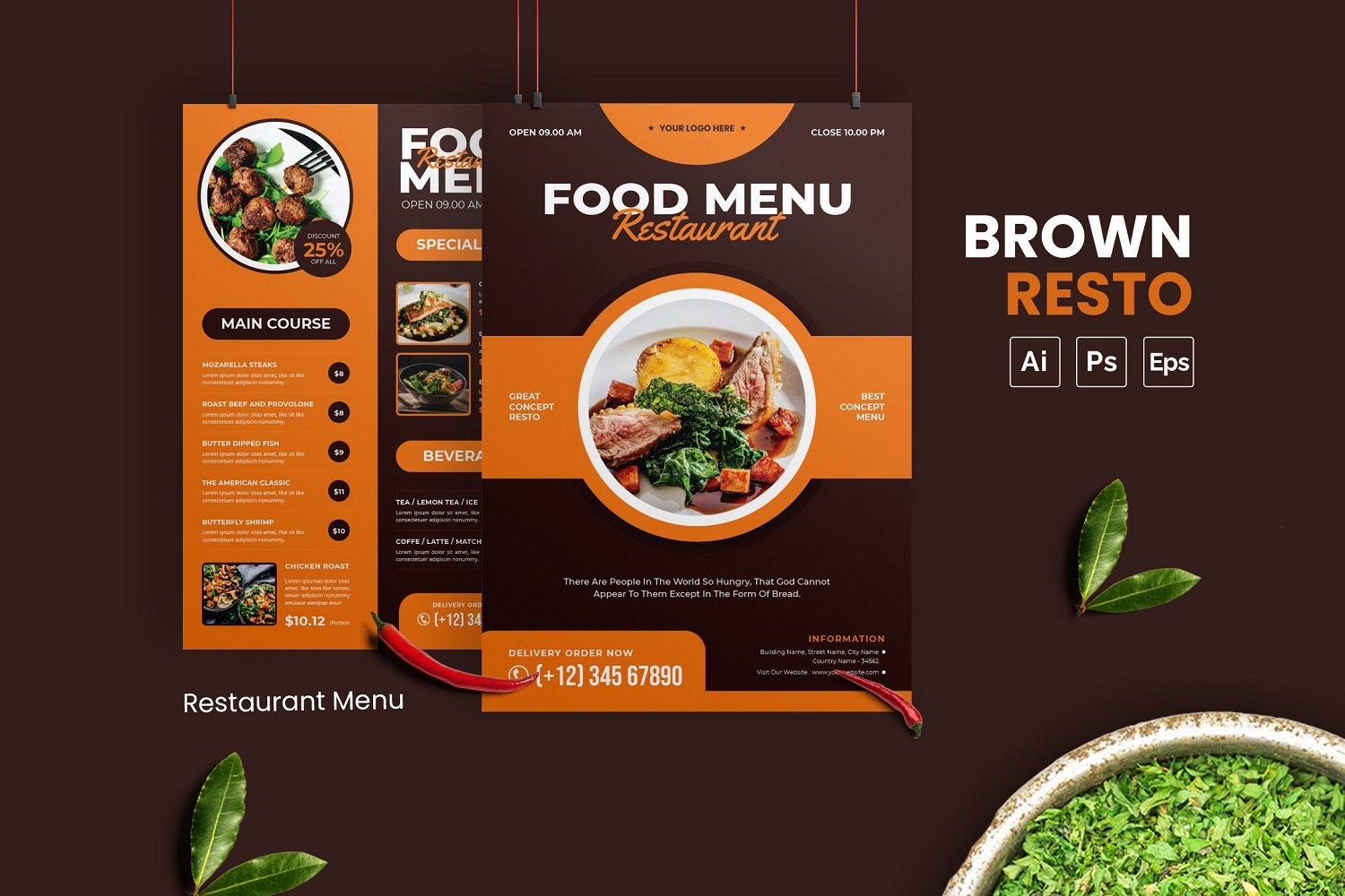 Brown Resto Food Menu Template