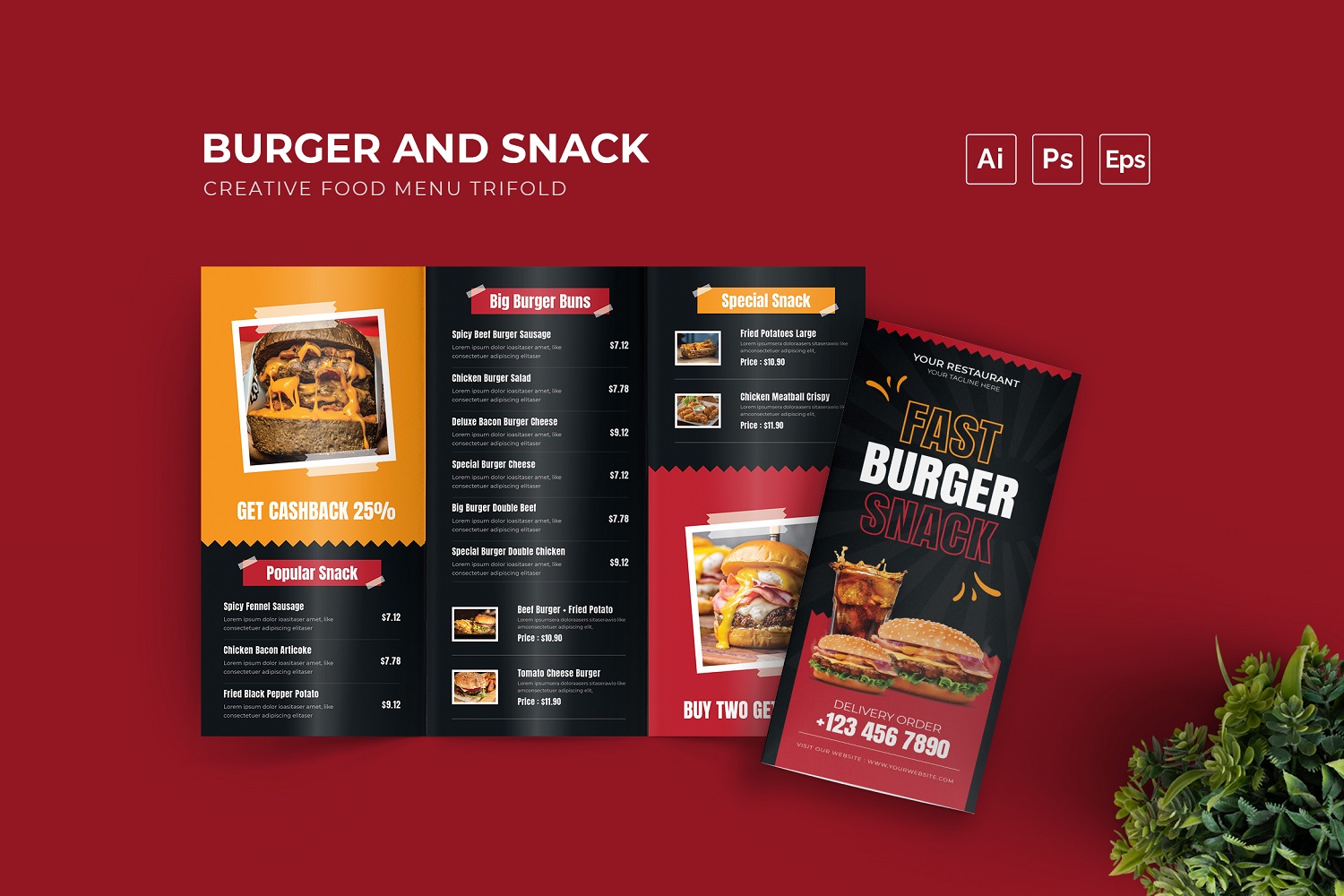 Burger Snack Food Menu Template