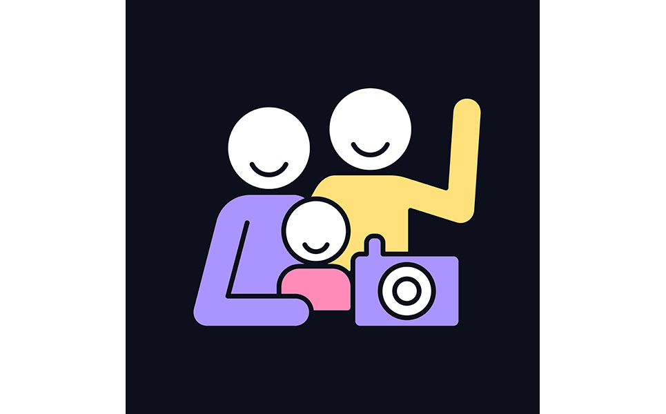 Family Photo RGB Color Icon For Dark Theme Vectors