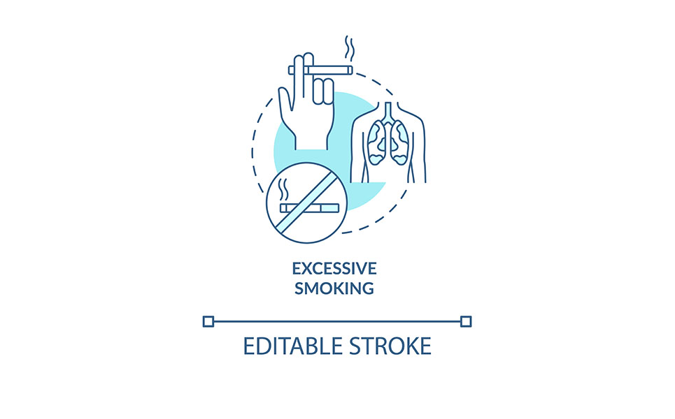 Excessive Smoking Blue Concept Icon