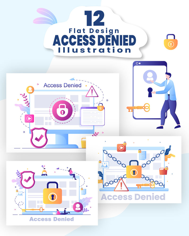 12 Login Access Denied Vector Illustration