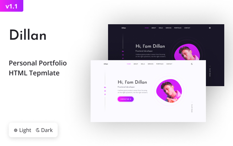 Dillan - Personal Portfolio Landing Page Template