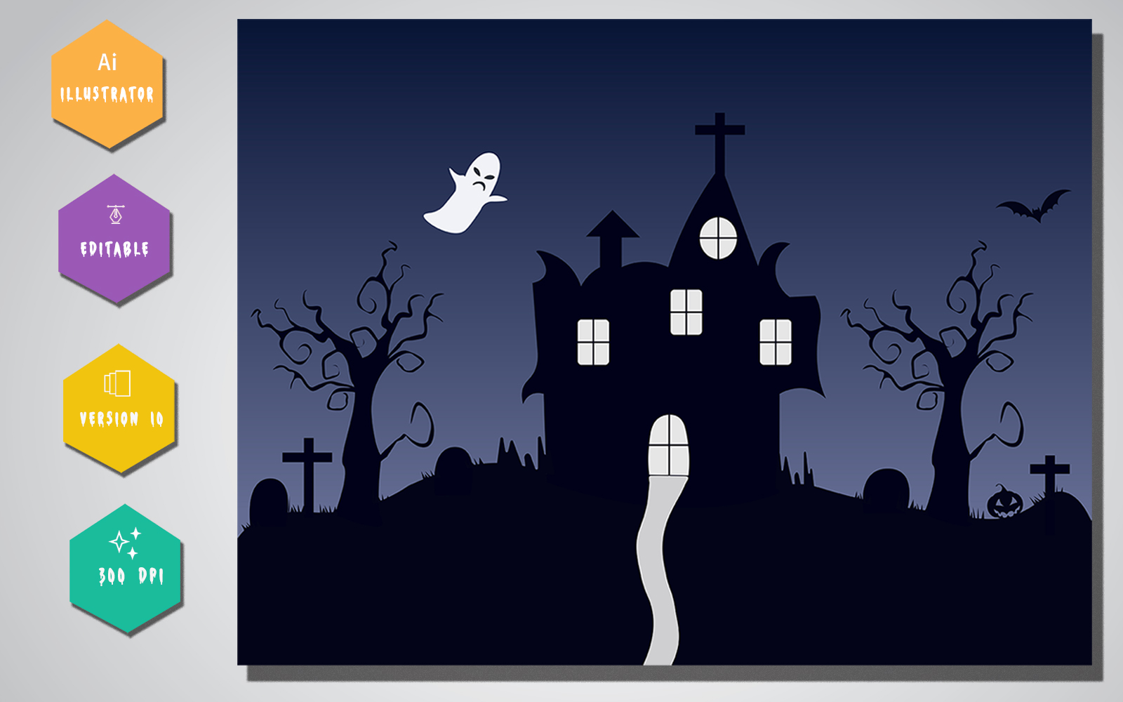 Halloween Scary Haunted House Illustration