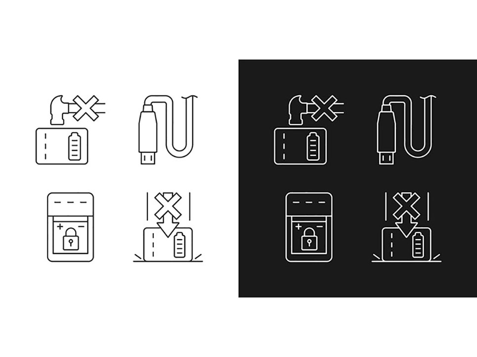 Powerbank For Phone User Linear Manual Label Icons Set For Dark And Light Mode