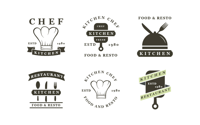 Set Badges Kitchen Logo Design