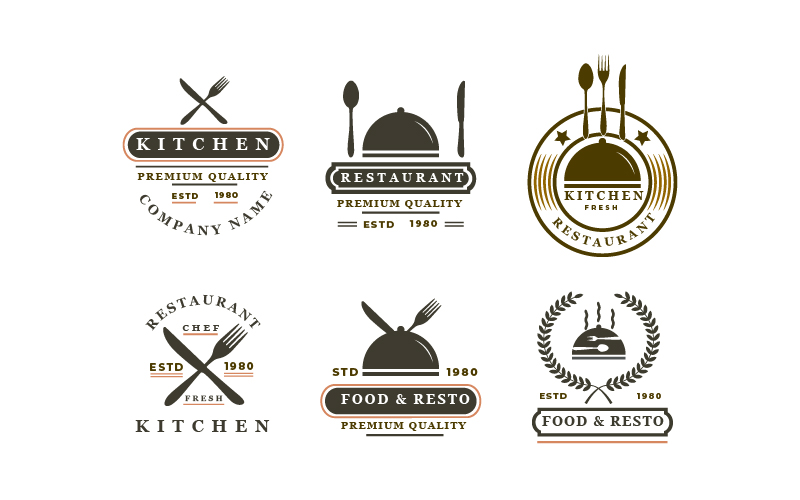 Set Of Badges Kitchen Logo Vintage