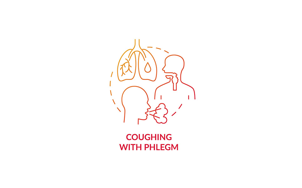 Coughing With Phlegm Red Gradient Concept Icon