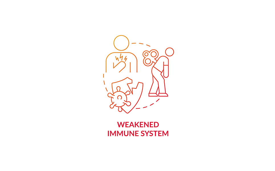 Weakened Immune System Red Gradient Concept Icon
