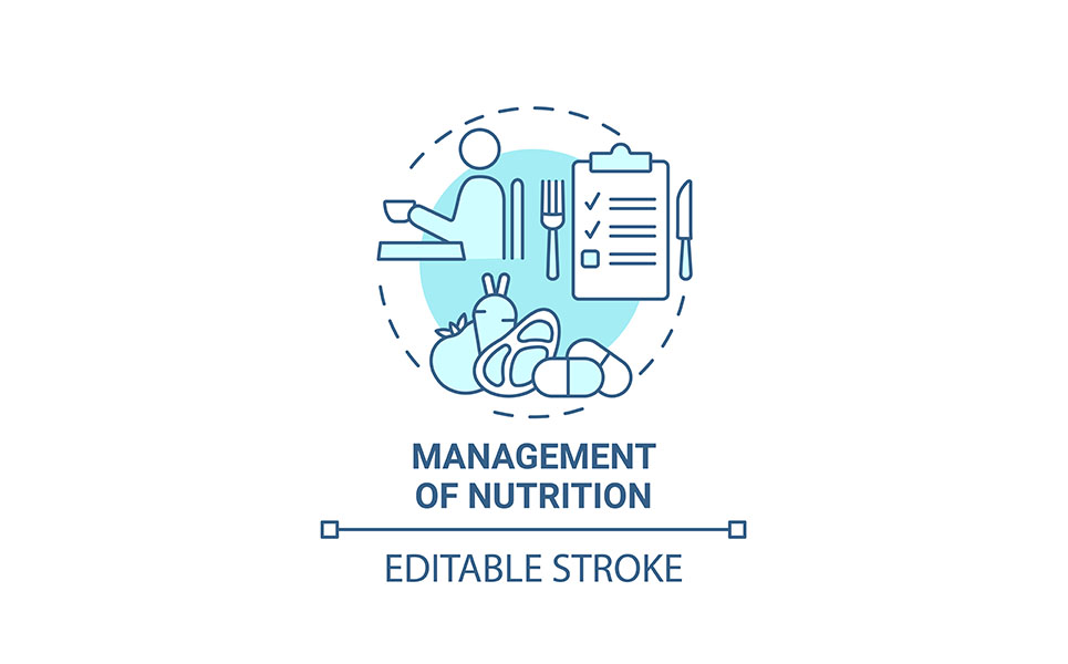 Management Of Nutrition Blue Concept Icon