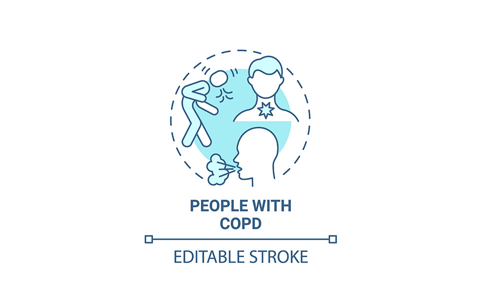 People With Copd Blue Concept Icon