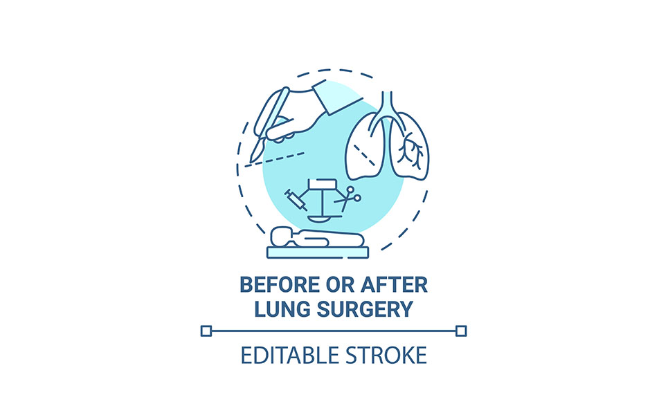 Before And After Lung Surgery Blue Concept Icon