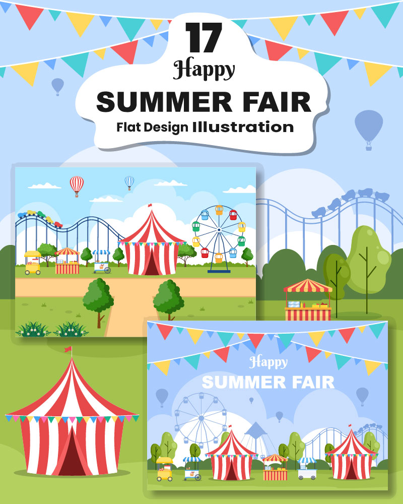 17 Summer Fair Carnival Landscape Playground Illustration