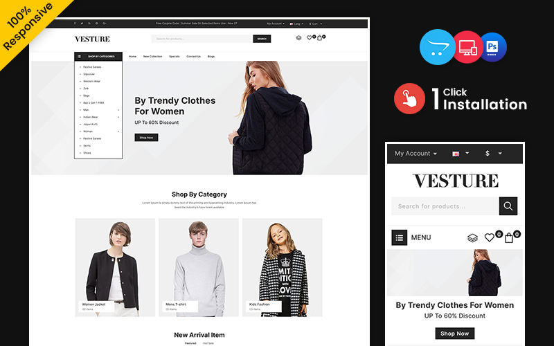 Vesture - Clothing and Fashion Multipurpose OpenCart Theme