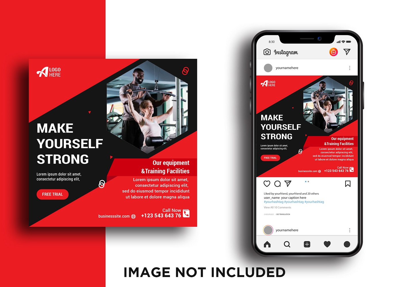 Gym Creative Social Media Post Template