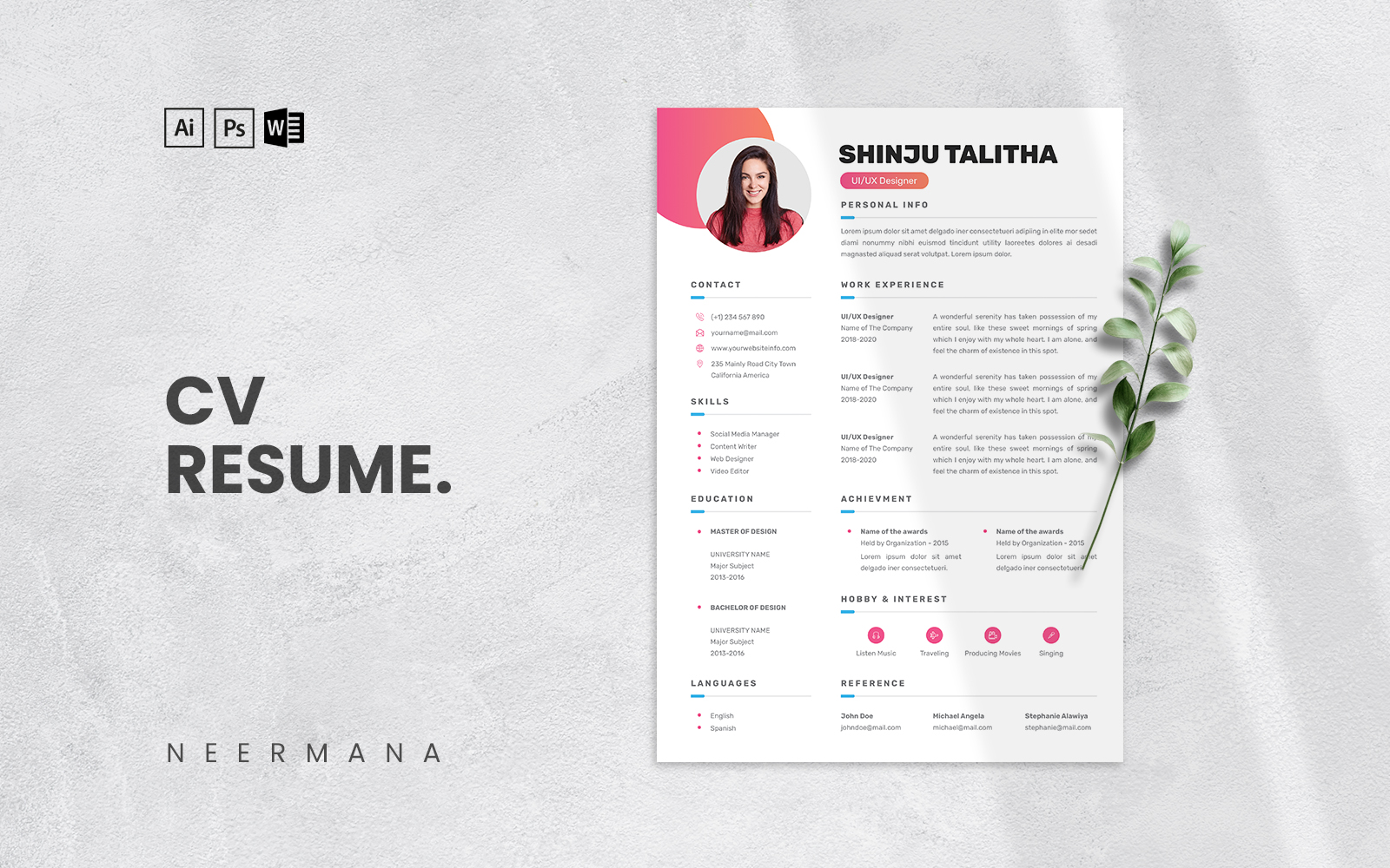 CV Resume Template Vol 19 Printable Resume Templates